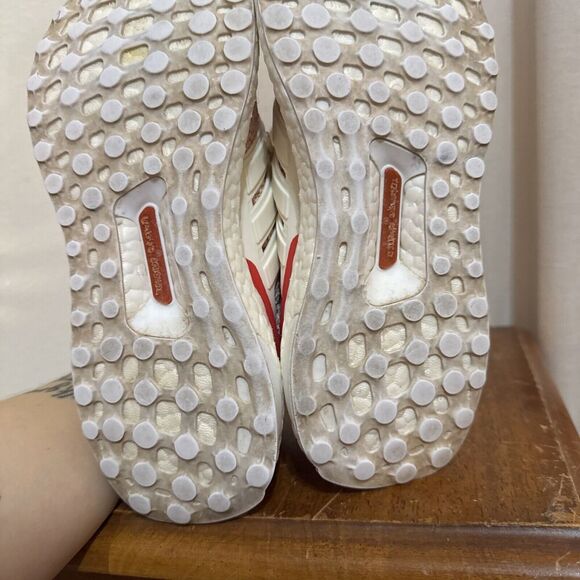 EUC adidas‎ Ultra Boost 4.0 Chalk White Active Red Womans 6 DB3209 Shoes Running - Picture 12 of 15